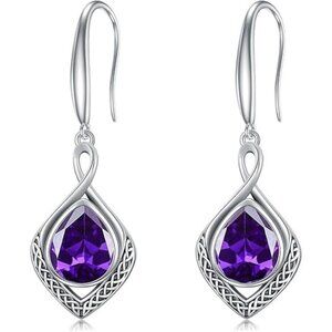 02-February BIrthstone Celtic Knot Filigree 925 Silver Infinity Earrings